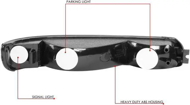 Alt view image 5 of 6 - DNA Motoring BL-SIE99-BK-AM-SG BLACK HOUSING CLEAR LENS AMBER CORNER BUMPER LIGHT FOR 99-06 GMC SIERRA/YUKON