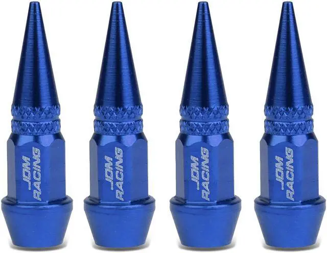 Main image of DNA Motoring VCAP-ZTL-9007-BL 45mm Anodized Aluminum Spike Style Blue Tire Valve Stem Caps (Pack of 4)