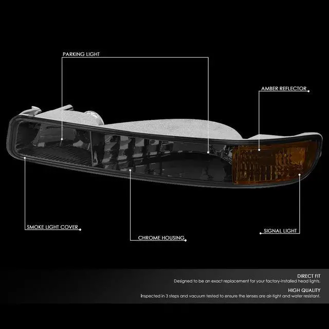 Alt view image 2 of 6 - DNA Motoring BL-SIE99-SM-AM-SG SMOKE HOUSING TINTED LENS AMBER CORNER BUMPER LIGHT FOR 99-06 GMC SIERRA/YUKON