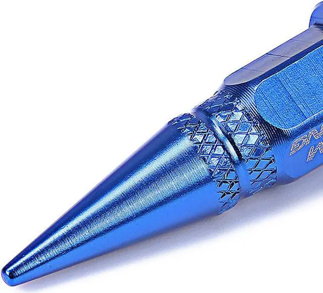 Alt view image 4 of 5 - DNA Motoring VCAP-ZTL-9007-BL 45mm Anodized Aluminum Spike Style Blue Tire Valve Stem Caps (Pack of 4)