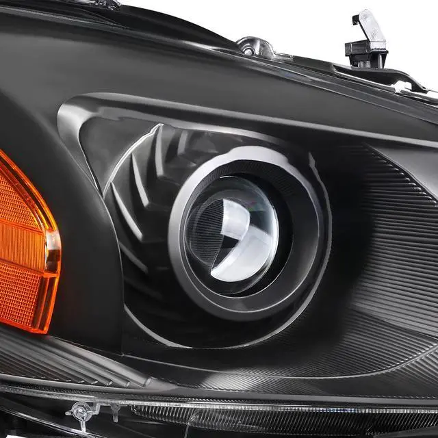 Alt view image 3 of 7 - DNA Motoring HL-OH-NA13-BK-AM For 2013 to 2015 Nissan Altima Pair Black Housing Amber Side Projector Headlight Headlamps 14 Left + Right