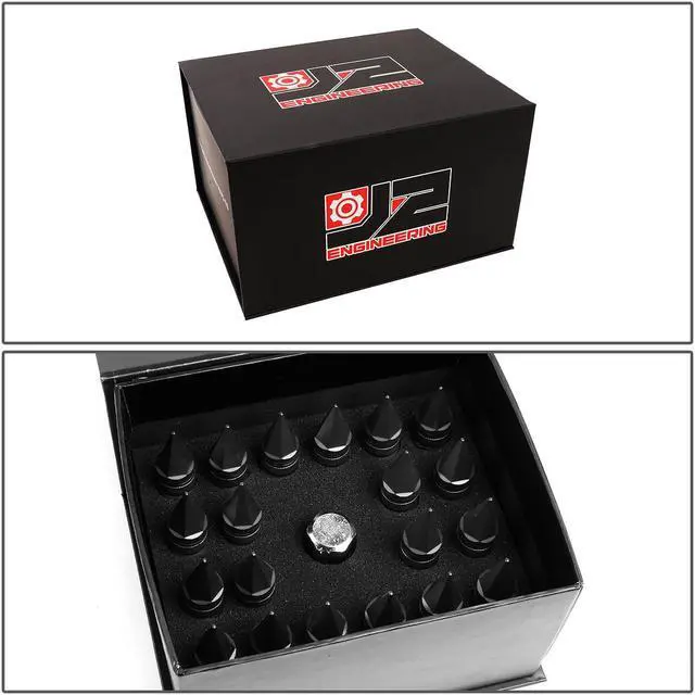 Alt view image 7 of 7 - J2 Engineering LN-T7-022-125-BK J2 Engineering 7075 -T6 Forged Aluminum M12 x 1.25 20Pcs 80mm Spiked Cap Lug Nut w/ Socket Adapter ( Black )