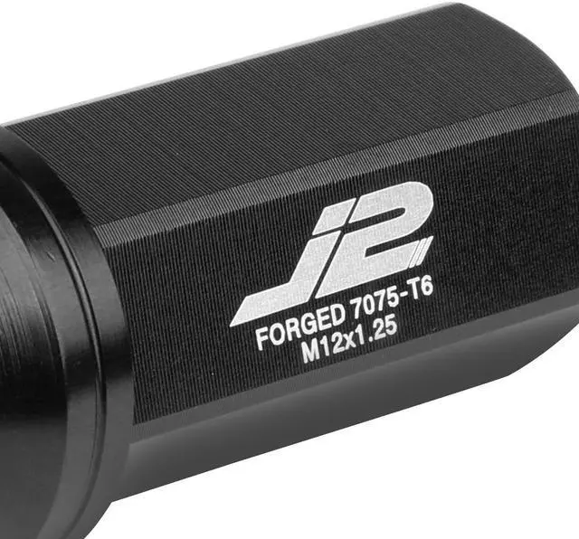 Alt view image 3 of 7 - J2 Engineering LN-T7-005-125-BK J2 Engineering 7075 -T6 Forged Aluminum M12 x 1.25 20Pcs 50mm Close -End Lug Nut w/ Socket Adapter ( Black )