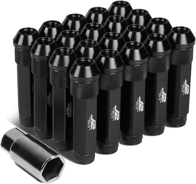 Main image of J2 Engineering LN-T7-027-125-BK J2 Engineering 7075 Aluminum M12 x 1.25 20 Pcs 90mm Open End Lug Nut Set with Adapter Black