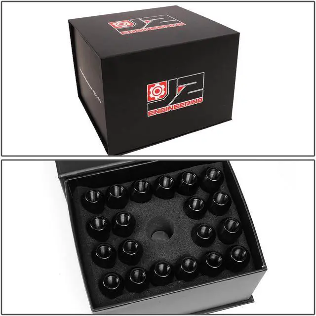 Alt view image 7 of 7 - J2 Engineering LN-T7-027-125-BK J2 Engineering 7075 Aluminum M12 x 1.25 20 Pcs 90mm Open End Lug Nut Set with Adapter Black