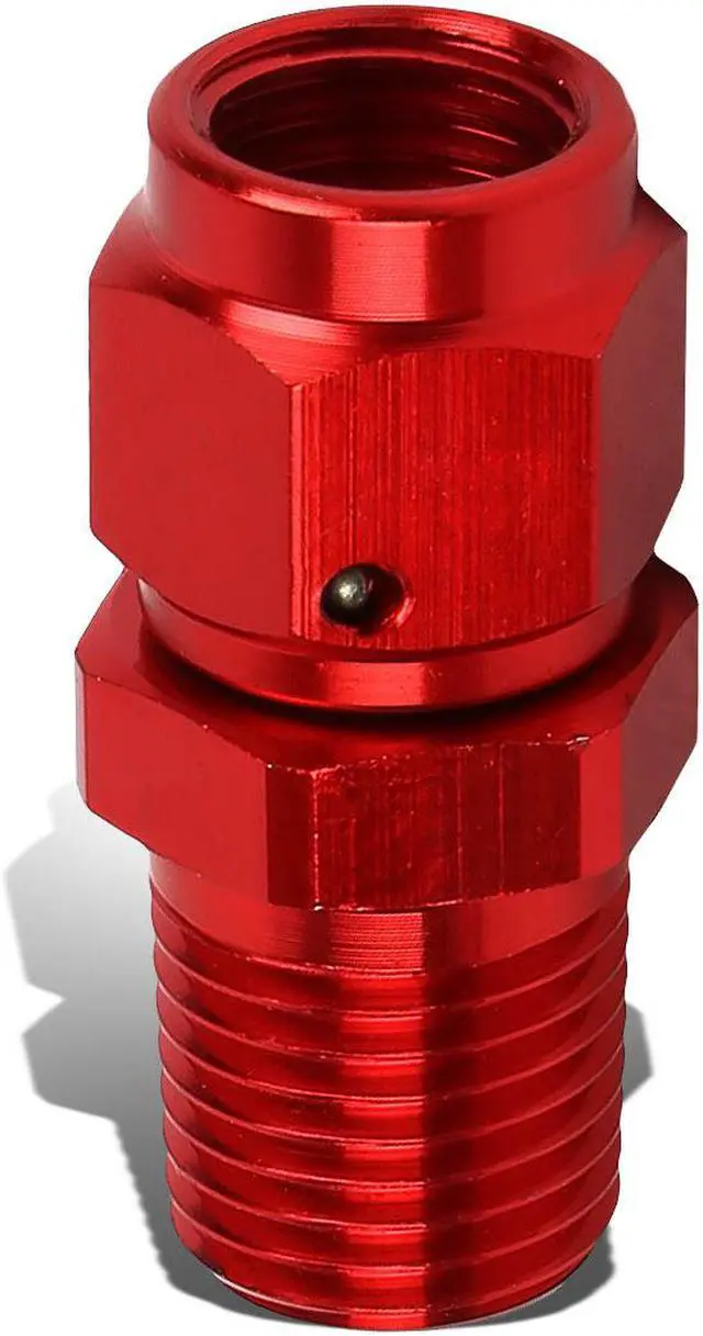 Alt view image 3 of 4 - DNA Motoring FT-1-9029-04-04-RD 4-AN Female Flare to 1/4" NPT Male Aluminum Reducer B-Nut Swivel Fitting (Red)
