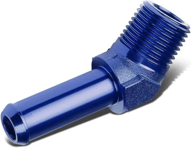Alt view image 3 of 4 - DNA Motoring FT-1-9004-08-BL 3/8" NPT MALE 45 DEGREE TO 1/2" HOSE PORT NIPPLE BLUE ALUMINUM FINISH ADAPTER