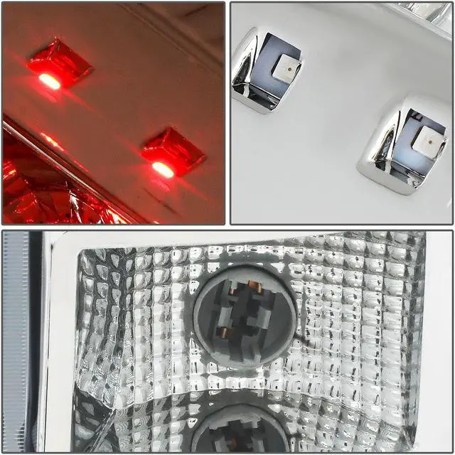 Alt view image 5 of 7 - DNA Motoring TL-GMCSIE07-LED-CH-CL For 2007 to 2014 GMC Sierra Pair Chrome Housing Clear Lens Full LED Tail Light Rear Brake Lamps