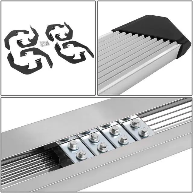 Alt view image 4 of 7 - DNA Motoring STEPB-ZTL-8203-SSBK For 2007 to 2019 Silverado Sierra Extended Cab Pair 6.25" Pleated Step Nerf Bar Running Boards 08 09 10 11 12 13 14 15 16 17 18