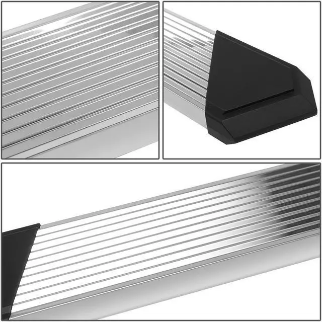 Alt view image 3 of 7 - DNA Motoring STEPB-ZTL-8203-SSBK For 2007 to 2019 Silverado Sierra Extended Cab Pair 6.25" Pleated Step Nerf Bar Running Boards 08 09 10 11 12 13 14 15 16 17 18