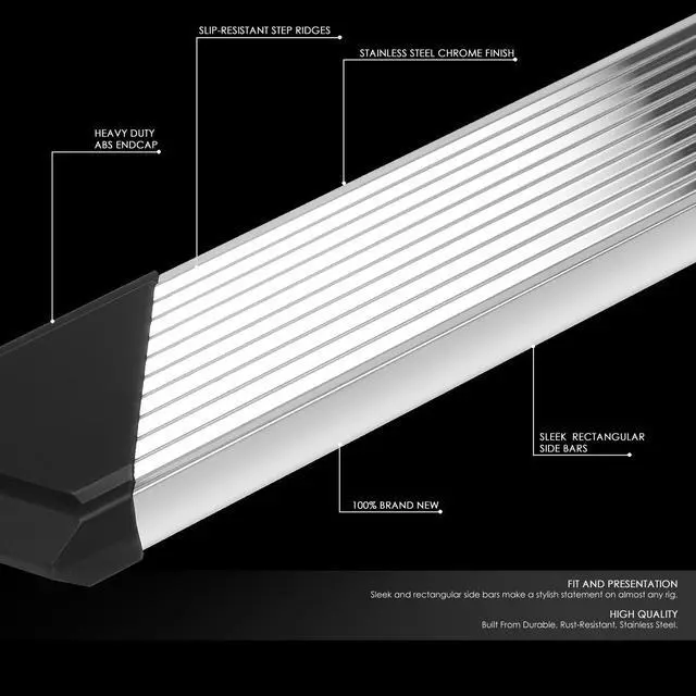 Alt view image 2 of 7 - DNA Motoring STEPB-ZTL-8203-SSBK For 2007 to 2019 Silverado Sierra Extended Cab Pair 6.25" Pleated Step Nerf Bar Running Boards 08 09 10 11 12 13 14 15 16 17 18