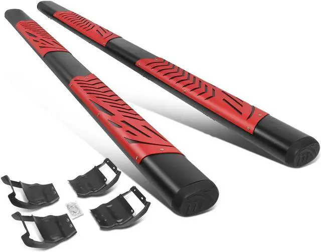 Main image of DNA Motoring STEPB-ZTL-8199-BKRD For 2015 to 2020 Ford F-150 F-250 F-350 Super Crew Cab Pair 5" Flat Step Nerf Bar Running Boards 16 17 18 19