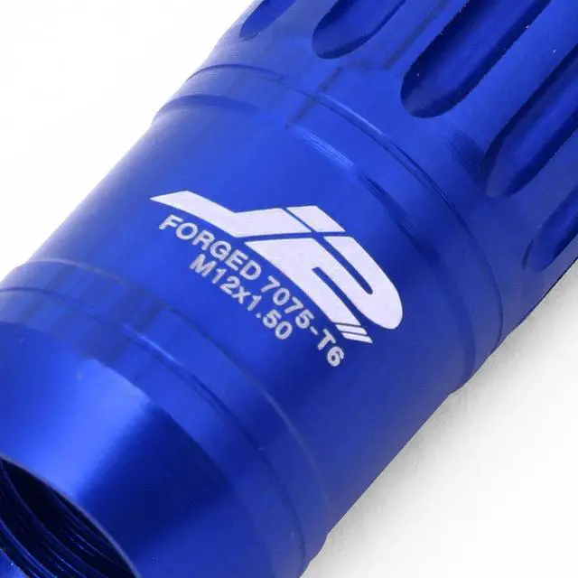 Alt view image 3 of 7 - J2 Engineering LN-T7-012-15-BL J2 Engineering 7075 -T6 Forged Aluminum M12X1.5 16Pcs 80mm Height Spiky Cap Lug Nut Set w / 4Pcs Lock+Key (Blue)