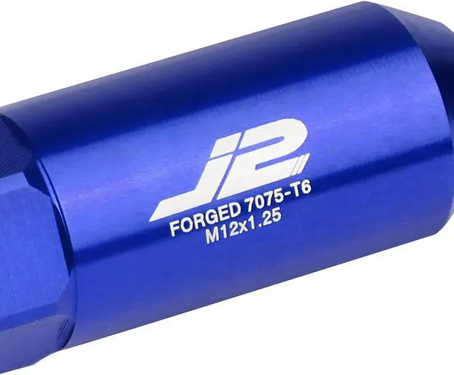 Alt view image 3 of 7 - J2 Engineering LN-T7-015-125-BL J2 Engineering 7075 -T6 Forged Aluminum M12 x 1.25 20Pcs 123mm Spiked Cap Lug Nut w/ Socket Adapter ( Blue )