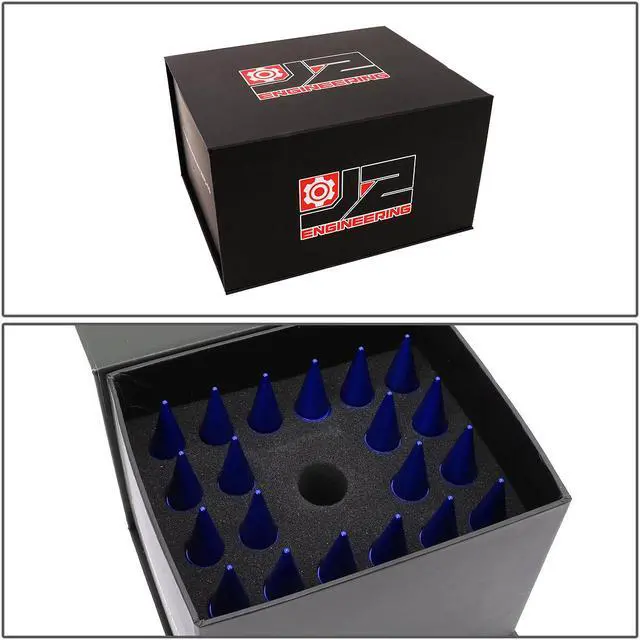 Alt view image 7 of 7 - J2 Engineering LN-T7-015-125-BL J2 Engineering 7075 -T6 Forged Aluminum M12 x 1.25 20Pcs 123mm Spiked Cap Lug Nut w/ Socket Adapter ( Blue )