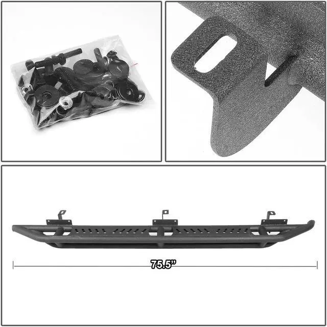 Alt view image 5 of 6 - For 2018 to 2021 Jeep Wrangler JL Unlimited 4-Door Pair of 6.75 Inches Armor Side Step Nerf Bar Running Boards 19 20