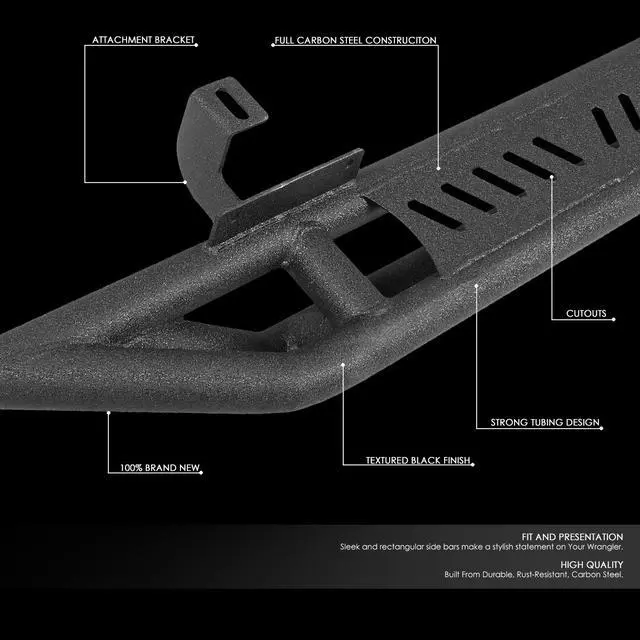 Alt view image 2 of 6 - For 2018 to 2021 Jeep Wrangler JL Unlimited 4-Door Pair of 6.75 Inches Armor Side Step Nerf Bar Running Boards 19 20