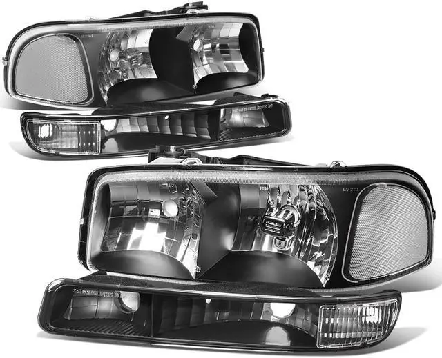 Alt view image 7 of 13 - DNA Motoring HL-OH-SIE994P-BK-CL1 For 99-07 GMC Sierra/Yukon GMT800 Black Housing Headlight+Clear Corner Bumper Light 00 01 02 03 04 05 06