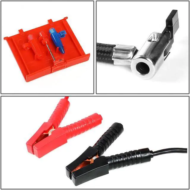 Alt view image 4 of 6 - DNA Motoring TOOLS-00129 DNA MOTORING 12V Bump Textured 300PSI Air Compressor Rechargeable Jump Starter Power Pack+Emergency Work Light