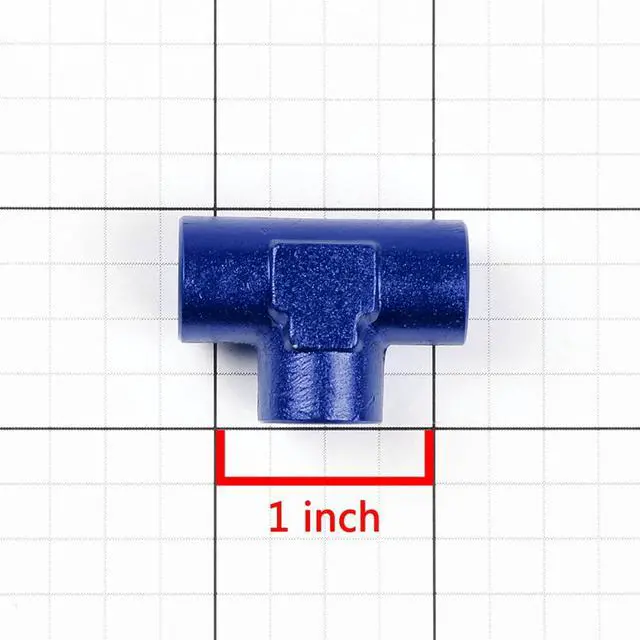 Alt view image 4 of 4 - DNA Motoring FT-1-9014-03-BL FEMALE 1/8"-27 NPT PIPING BLUE ANODIZED FINISH ALUMINUM TEE FITTING ADAPTER