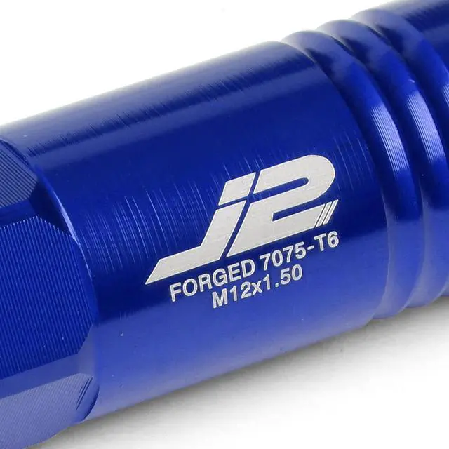 Alt view image 3 of 7 - J2 Engineering LN-T7-009-15-BL J2 Engineering 7075 -T6 Forged Aluminum M12X1.5 20Pcs 60mm Height Open -End Lug Nut Sets w / Socket Adapter (Blue)