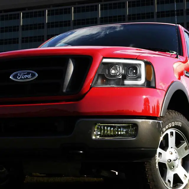 Alt view image 7 of 7 - DNA Motoring HL-3D-G2-F1504-BK-AM For 2004 to 2008 Ford F150 Lincoln Mark LT LED DRL Light Bar Projector Headlight Black Housing Amber Corner Headlamp 05 06 07 05 06 07