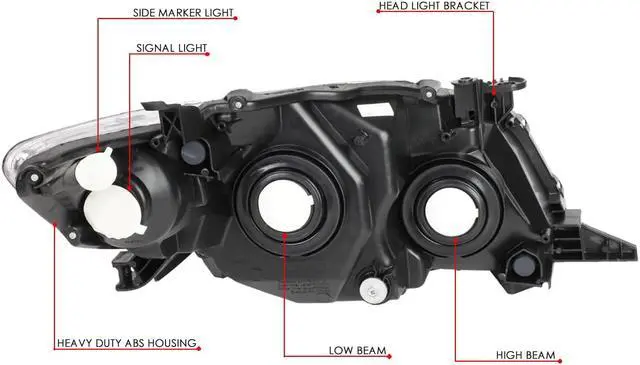 Alt view image 6 of 7 - DNA Motoring HL-OH-TCO09-BK-AM For 2009 to 2010 Corolla 10th Gen Pair Black Housing Amber Corner Headlight Headlamps Left + Right