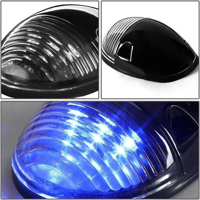 Alt view image 4 of 5 - DNA Motoring CBL-CSIL02-BK-B For 2002 to 2006 Chevy Silverado / GMC Sierra GMT800 LED Cab Roof Center Light + Pair Side Lamps (Black Housing Blue LED) 04 05
