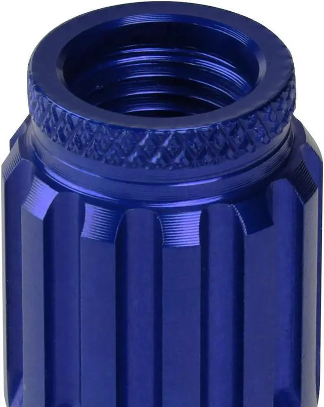 Alt view image 5 of 7 - J2 Engineering LN-T7-012-125-BL J2 Engineering 7075 -T6 Forged Aluminum M12 x 1.25 16Pcs 80mm Height Spiky Cap Lug Nut Set w / 4Pcs Lock+Key Blue