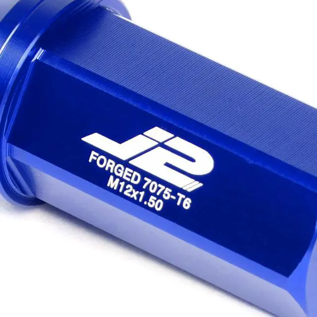 Alt view image 3 of 7 - J2 Engineering LN-T7-005-15-BL J2 Engineering 7075 -T6 Forged Aluminum M12x1.5 20Pcs 50mm Height Close -End Lug Nut Set w/Adapter Key (Blue)