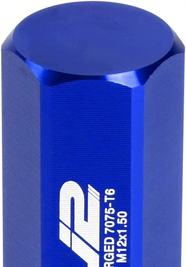 Alt view image 5 of 7 - J2 Engineering LN-T7-005-15-BL J2 Engineering 7075 -T6 Forged Aluminum M12x1.5 20Pcs 50mm Height Close -End Lug Nut Set w/Adapter Key (Blue)