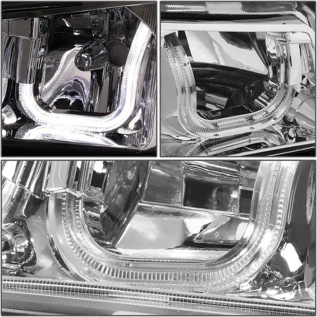 Alt view image 4 of 7 - DNA Motoring HL-3DJJ-CS03-CH-CL1 For 2003 to 2007 Chevy Avalanche Silverado Truck J-Halos LED DRL Headlight Signal Lamps Replacement Chrome/ Clear 04 05 06