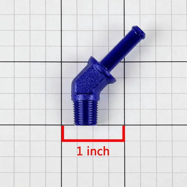 Alt view image 4 of 4 - DNA Motoring FT-1-9004-04-BL 1/8" NPT Male 45 Degree to 1/4" Hose Port Nipple Aluminum Finish Adapter (Blue)