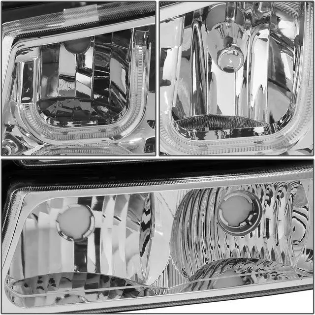 Alt view image 5 of 7 - DNA Motoring HL-3DJJ-CS03-CH-CL1 For 2003 to 2007 Chevy Avalanche Silverado Truck J-Halos LED DRL Headlight Signal Lamps Replacement Chrome/ Clear 04 05 06