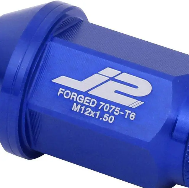 Alt view image 3 of 7 - J2 Engineering LN-T7-023-15-BL J2 Engineering 7075 -T6 Forged Aluminum M12X1.5 20Pcs 40mm Height Open -End Lug Nut Sets w / Socket Adapter (Blue)