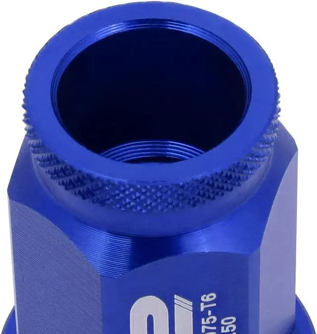 Alt view image 5 of 7 - J2 Engineering LN-T7-023-15-BL J2 Engineering 7075 -T6 Forged Aluminum M12X1.5 20Pcs 40mm Height Open -End Lug Nut Sets w / Socket Adapter (Blue)
