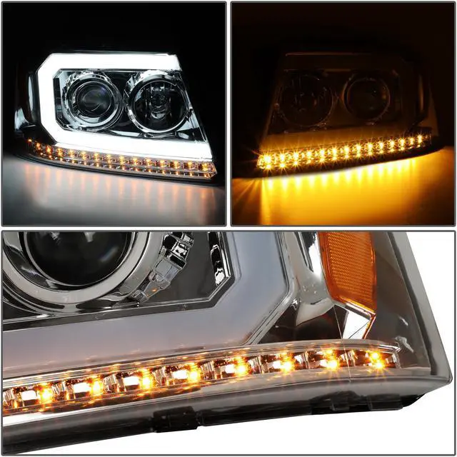Alt view image 4 of 7 - DNA Motoring HL-HPL-F15004-CH-AM For 2004 to 2008 Ford F-150 Lincoln Mark LT Sequential Turn Signal LED DRL Chrome/Amber Projector Headlight 05 06 07