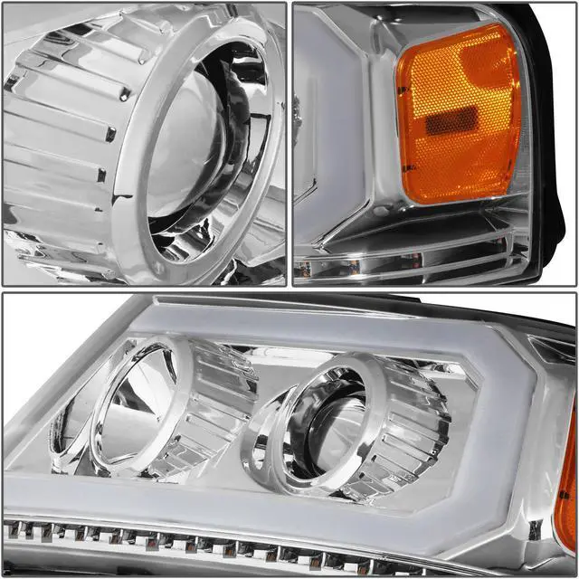 Alt view image 7 of 7 - DNA Motoring HL-HPL-F15004-CH-AM For 2004 to 2008 Ford F-150 Lincoln Mark LT Sequential Turn Signal LED DRL Chrome/Amber Projector Headlight 05 06 07