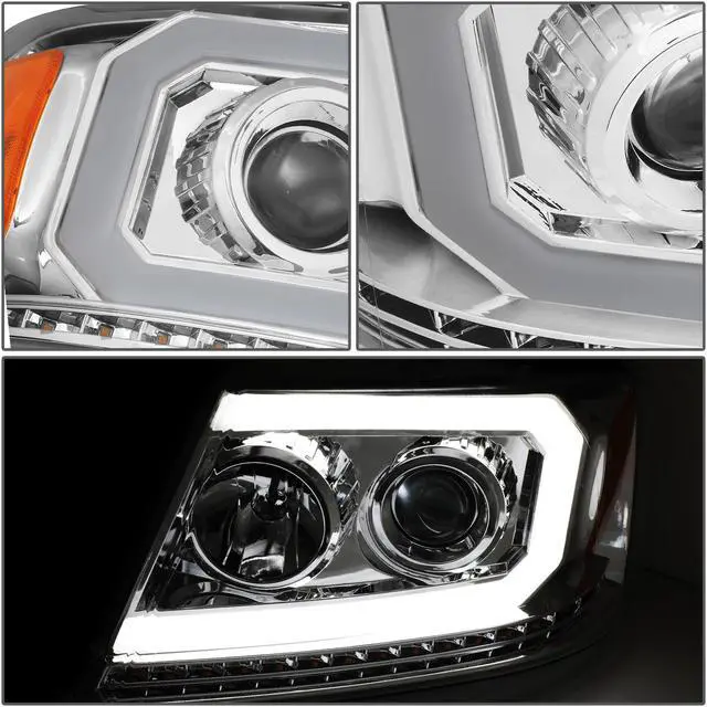 Alt view image 5 of 7 - DNA Motoring HL-HPL-F15004-CH-AM For 2004 to 2008 Ford F-150 Lincoln Mark LT Sequential Turn Signal LED DRL Chrome/Amber Projector Headlight 05 06 07