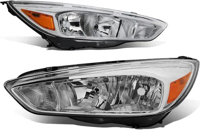 Main image of DNA MOTORING HL-OH-FF16-CH-AM For 2015 to 2018 Ford Focus Pair Headlight Chrome Housing Amber Side Headlamp 3rd gen 16 17 Left + Right