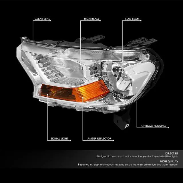 Alt view image 2 of 7 - DNA Motoring HL-OH-FR19-CH-AM For 2019 to 2021 Ford Ranger XL XLT Factory Style Chrome Housing Amber Corner Headlight Lamps 20