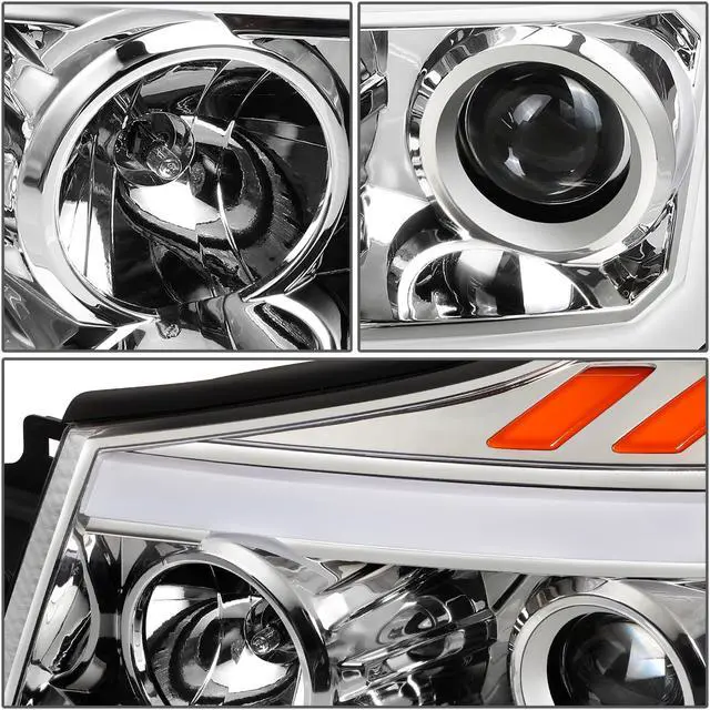 Alt view image 5 of 7 - DNA Motoring HL-HPL-NARN04-CH-AM For 2004 to 2015 Nissan Titan Armada 3D DRL Projector Headlights with LED Turn Signal Chrome/Amber 05 06 07 08 09 10 11 12 13 14