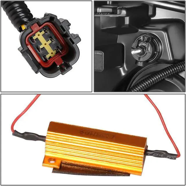 Alt view image 7 of 7 - DNA Motoring HL-HPL-NARN04-CH-AM For 2004 to 2015 Nissan Titan Armada 3D DRL Projector Headlights with LED Turn Signal Chrome/Amber 05 06 07 08 09 10 11 12 13 14