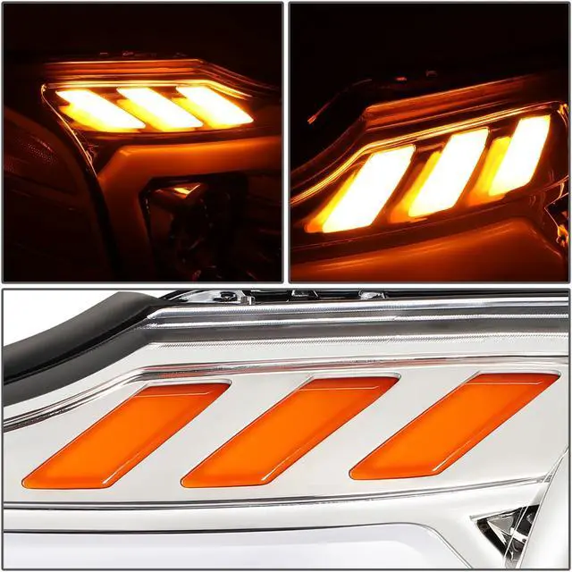 Alt view image 4 of 7 - DNA Motoring HL-HPL-NARN04-CH-AM For 2004 to 2015 Nissan Titan Armada 3D DRL Projector Headlights with LED Turn Signal Chrome/Amber 05 06 07 08 09 10 11 12 13 14