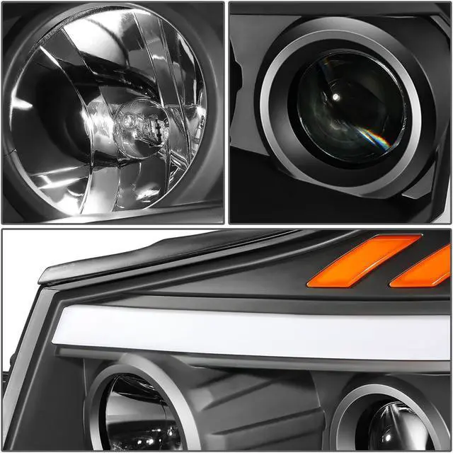 Alt view image 5 of 7 - DNA Motoring HL-HPL-NARN04-BK-CL1 For 2004 to 2015 Nissan Titan Armada 3D DRL Projector Headlights with LED Turn Signal Black/Clear 05 06 07 08 09 10 11 12 13 14