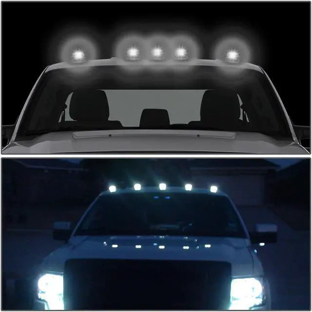 Alt view image 5 of 5 - DNA Motoring CBL-DR99-SM-W For 1999 to 2001 Dodge Ram 1500 2500 3500 BE 5 X LED Cab Roof Top Lights (Smoked Housing White LED) 00