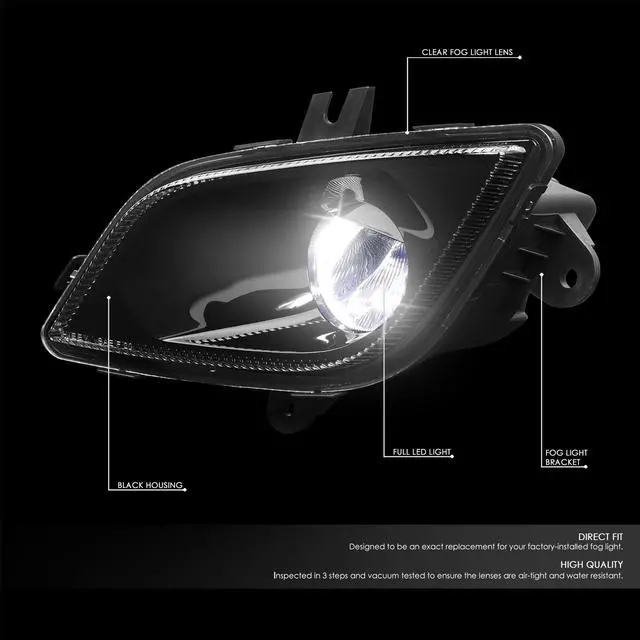Alt view image 2 of 7 - DNA Motoring HL-HAY-007-BK For 2018 to 2021 Freightliner Cascadia High Power LED Black Housing Chrome Reflector Driving Fog Light Lamps Pair 19 20