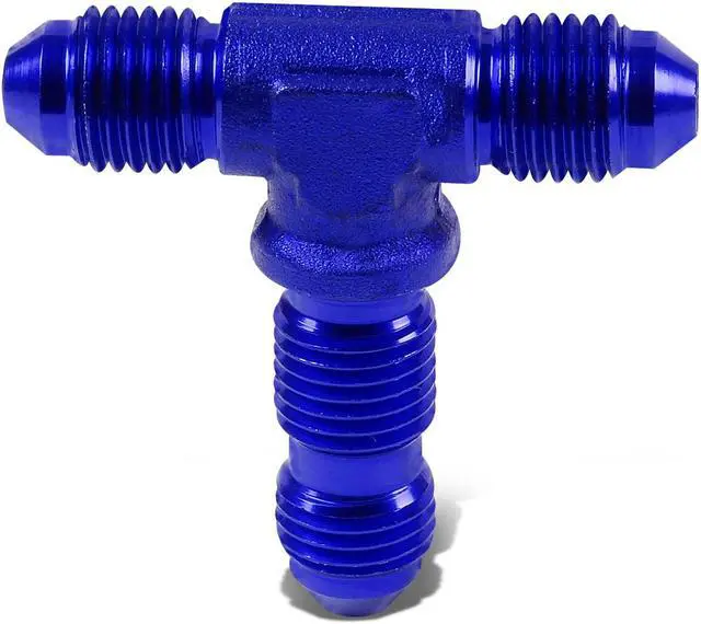 Alt view image 3 of 4 - DNA Motoring FT-1-9010-03-BL 3AN AN-3 3/16"MALE ON RUN FEMALE BULKHEAD FLARE BLUE FINISH TEE FITTING FUEL/OIL