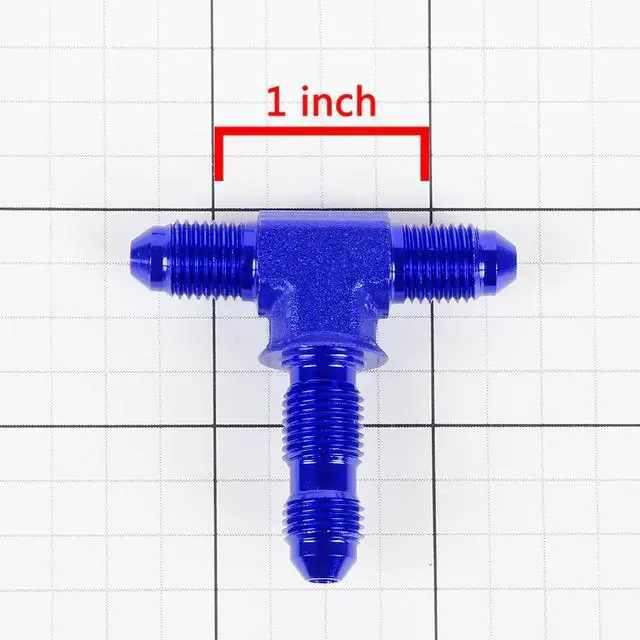Alt view image 4 of 4 - DNA Motoring FT-1-9010-03-BL 3AN AN-3 3/16"MALE ON RUN FEMALE BULKHEAD FLARE BLUE FINISH TEE FITTING FUEL/OIL