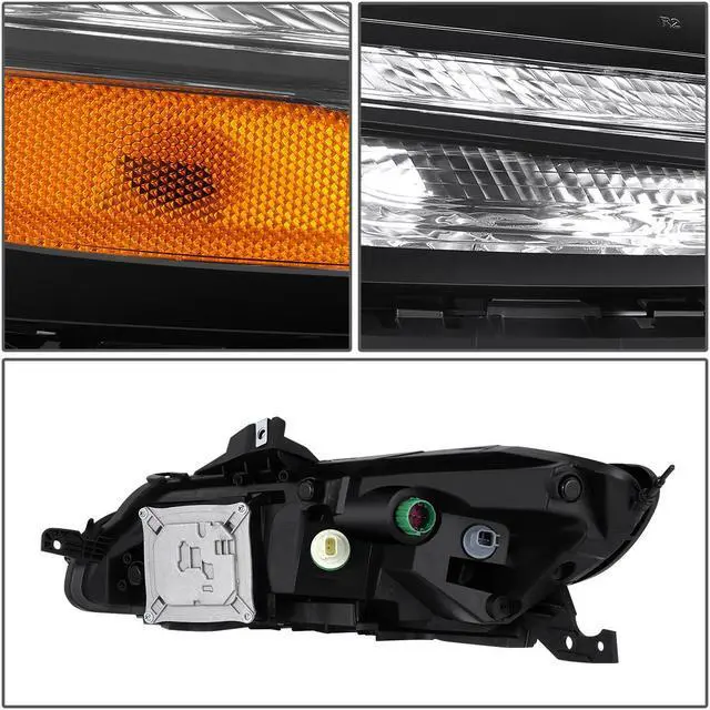 Alt view image 3 of 7 - For 2014 to 2018 Jeep Cherokee 4Pcs Factory Style Halogen Projector Headlights and LED DRL Signal Lamps Black/Amber 15 16 17